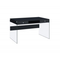 Coaster Furniture 800830 Dobrev 2-drawer Writing Desk Glossy Black and Clear